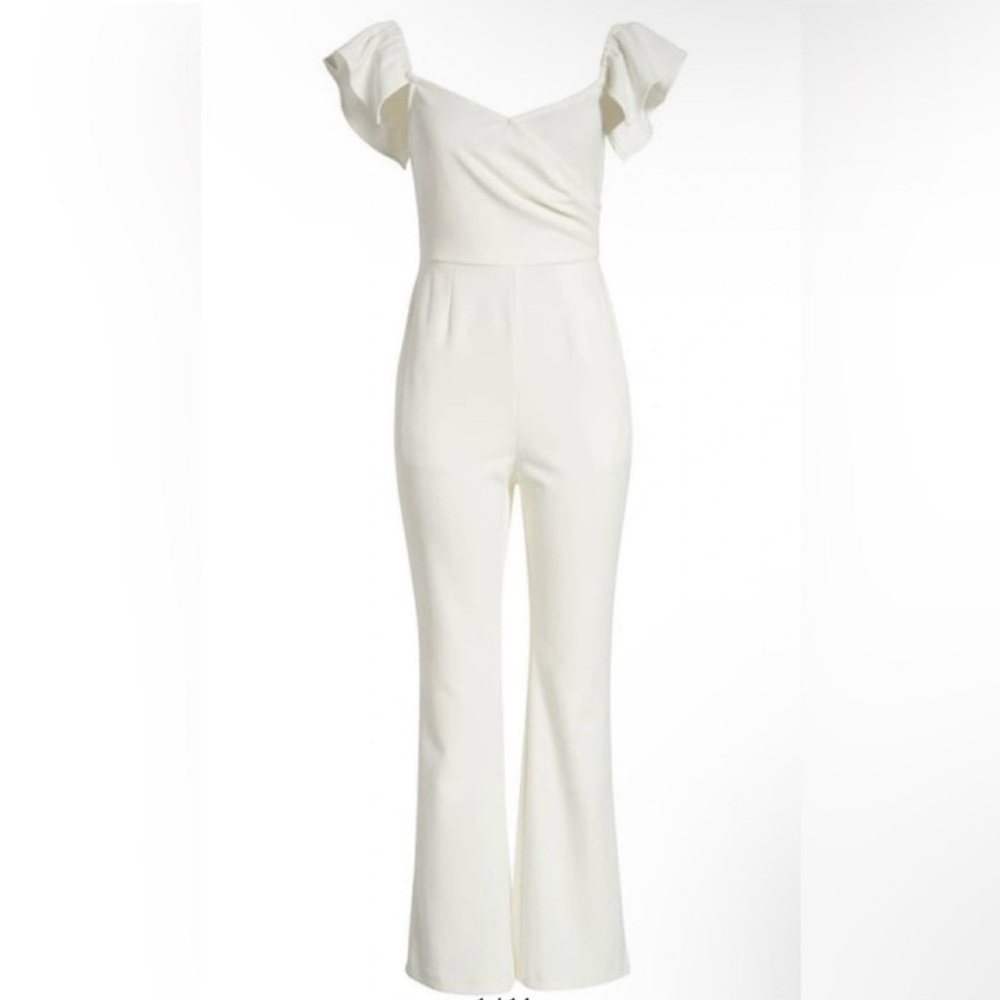 Chelsea 28 Off the Shoulder Jumpsuit In Ivory Cloud Size XSmall